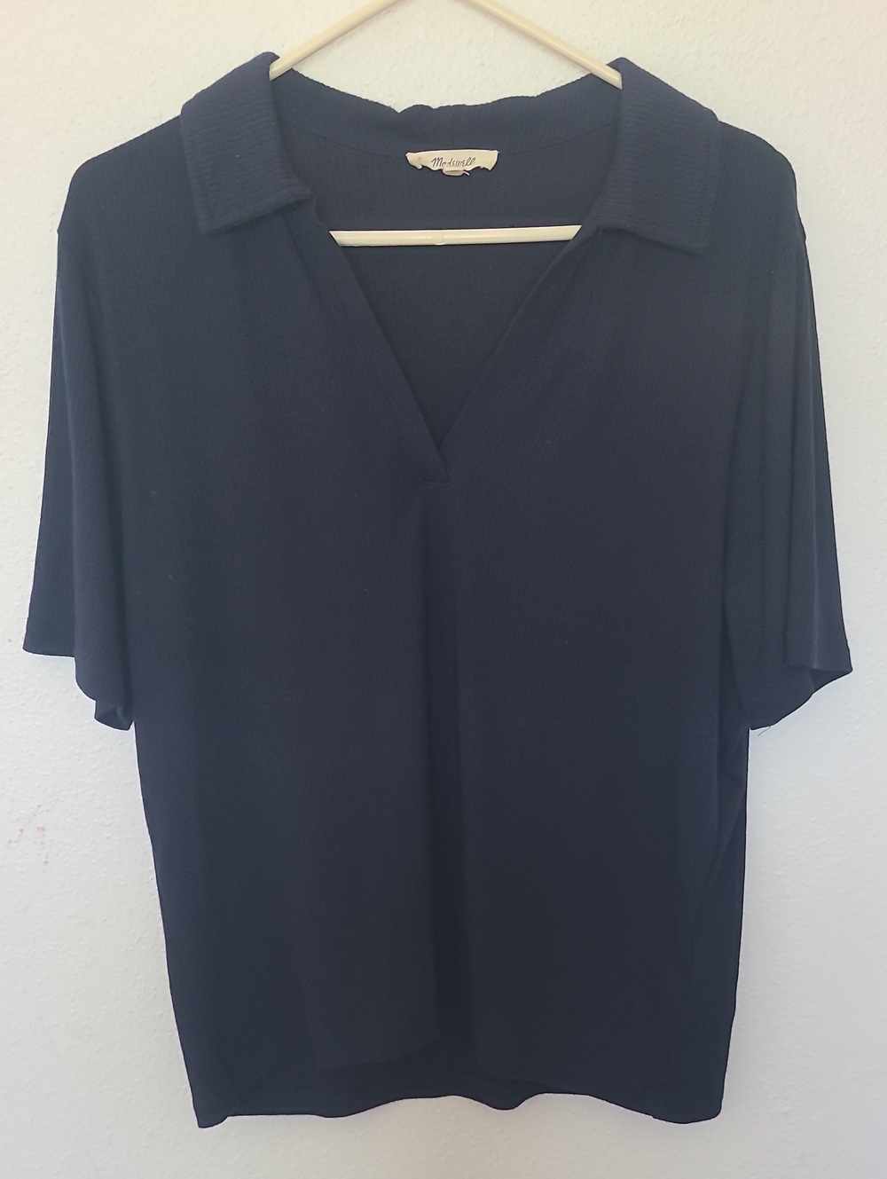 Madewell Classic Navy Short-Sleeve V-Neck Polo Tee XXL